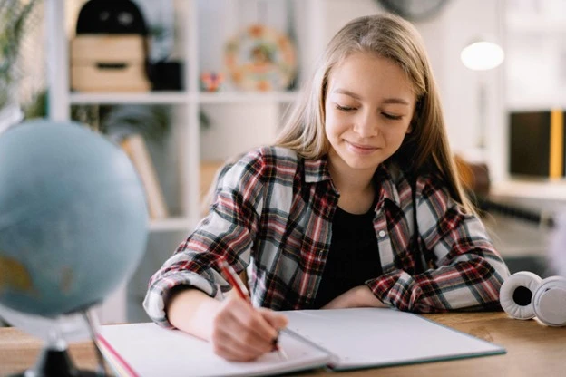 Girl doing homework